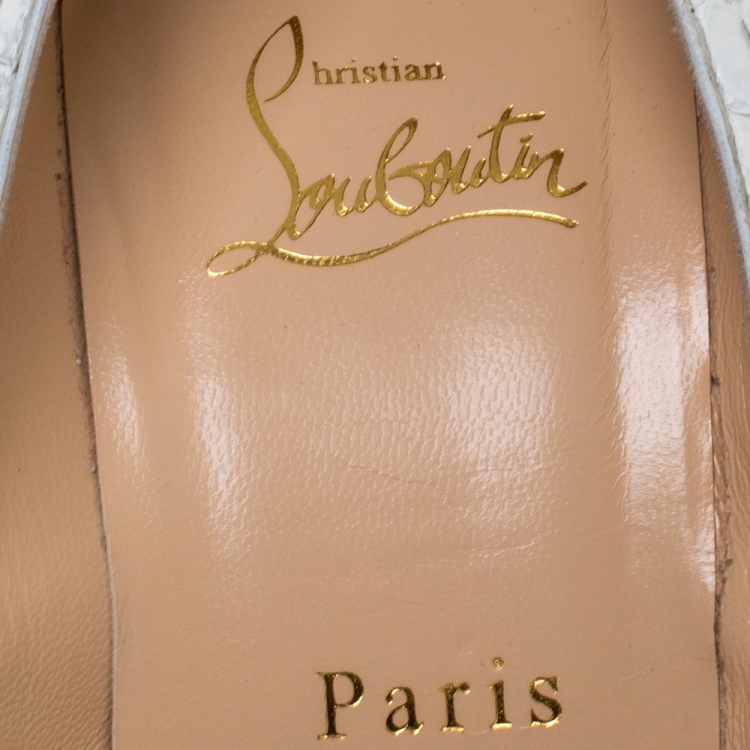 Pre Owned Christian Louboutin White Python Leather So Kate Pointed Toe Pumps Size 38