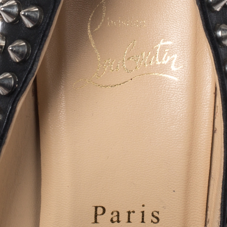 Pre Owned Christian Louboutin Black Leather Pigalle Spikes Pumps Size 39.5