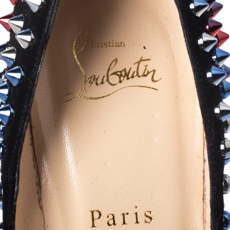 Pre Owned Christian Louboutin Black Suede Pigalle Spikes Pumps Size 39