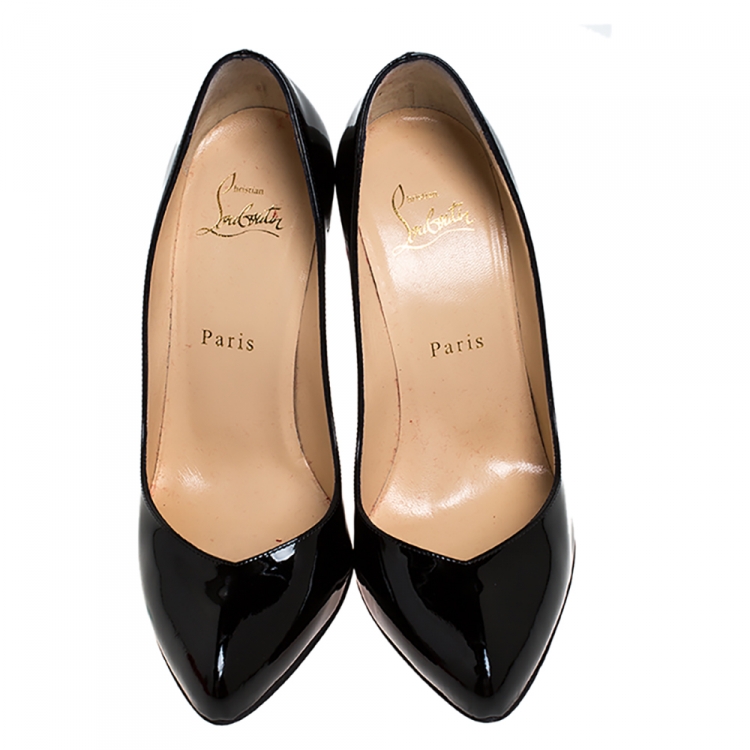 مملوكة مسبقًا Christian Louboutin Black Patent Leather Corneille Pumps Size 37.5