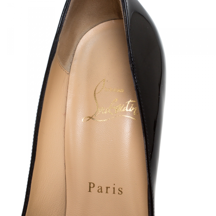 Pre Owned Christian Louboutin Black Patent Leather Pigalle Plato Platform Pumps Size 36.5