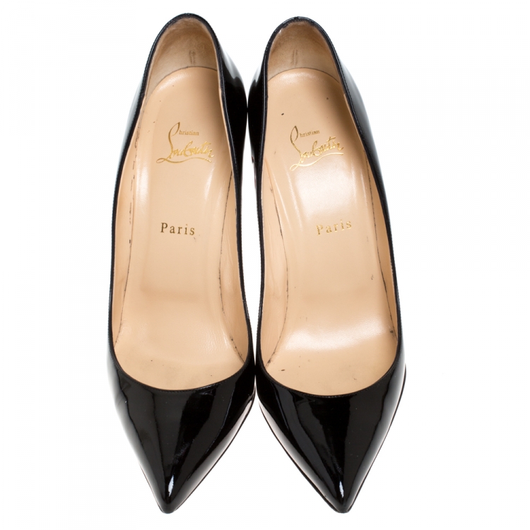 Pre Owned Christian Louboutin Black Patent Leather Pigalle Follies Pumps Size 41.5
