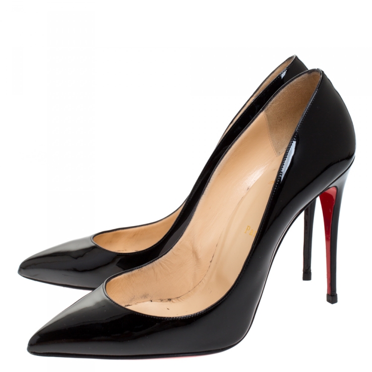 Pre Owned Christian Louboutin Black Patent Leather Pigalle Follies Pumps Size 41.5