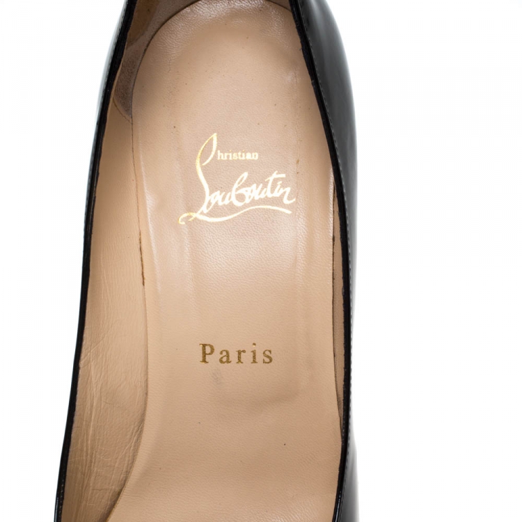 Pre Owned Christian Louboutin Black Patent Leather Altadama Platform Peep Toe Pumps Size 41