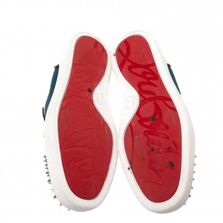 مملوكة مسبقًا Christian Louboutin Multicolor Leather and Nylon Louis Junior Spikes Sneakers Size 41.5