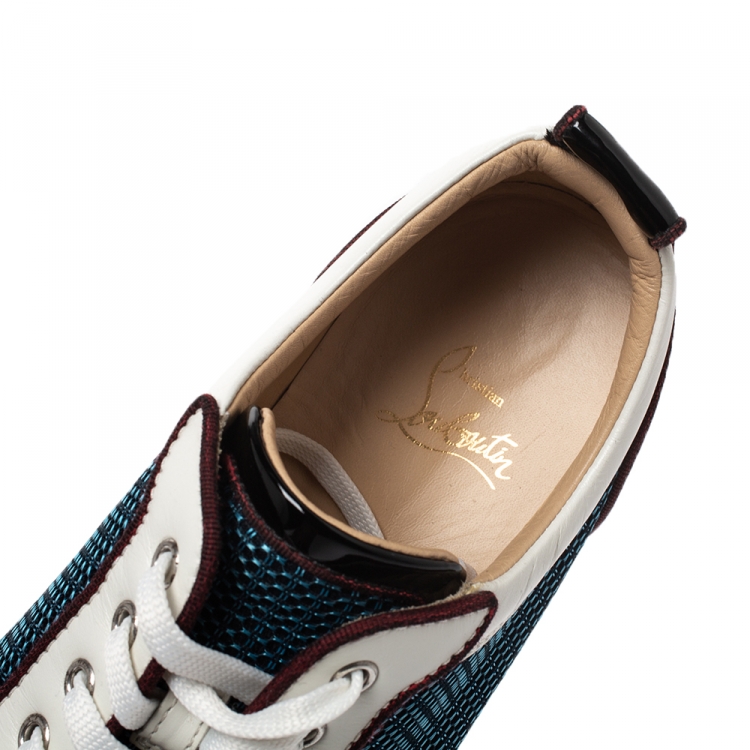 مملوكة مسبقًا Christian Louboutin Multicolor Leather and Nylon Louis Junior Spikes Sneakers Size 41.5