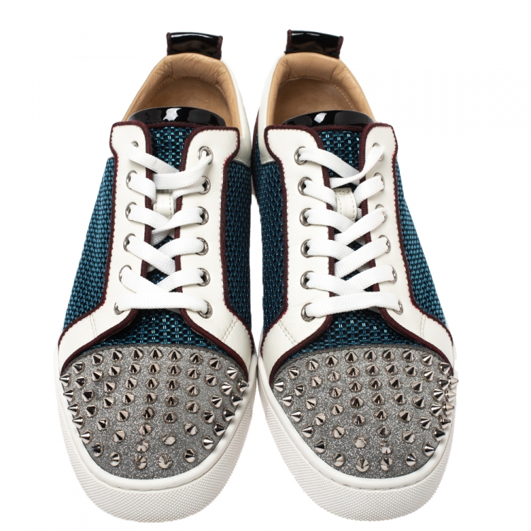 مملوكة مسبقًا Christian Louboutin Multicolor Leather and Nylon Louis Junior Spikes Sneakers Size 41.5