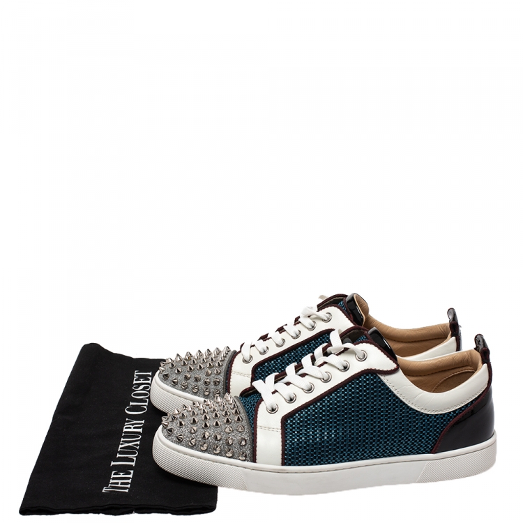 مملوكة مسبقًا Christian Louboutin Multicolor Leather and Nylon Louis Junior Spikes Sneakers Size 41.5