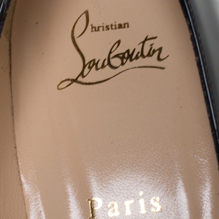 Pre Owned Christian Louboutin Black Patent Leather Simple Pumps Size 42