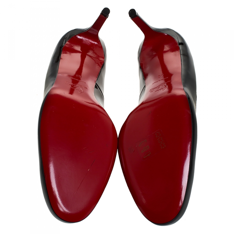 Pre Owned Christian Louboutin Black Patent Leather Simple Pumps Size 42