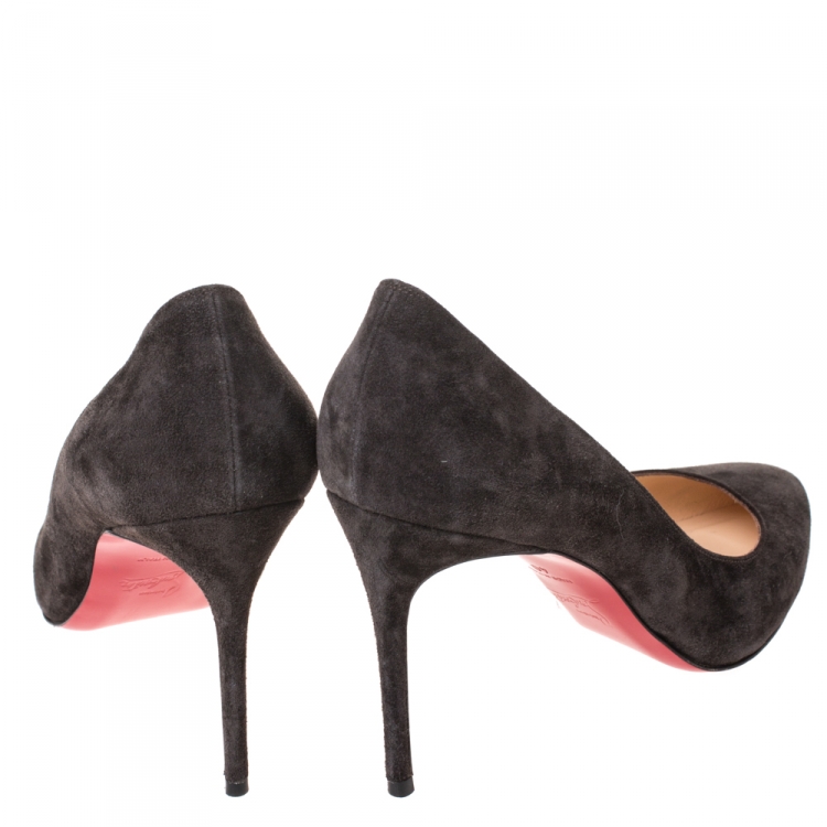 Pre Owned Christian Louboutin Dark Grey Fifi Round Toe Pumps Size 40