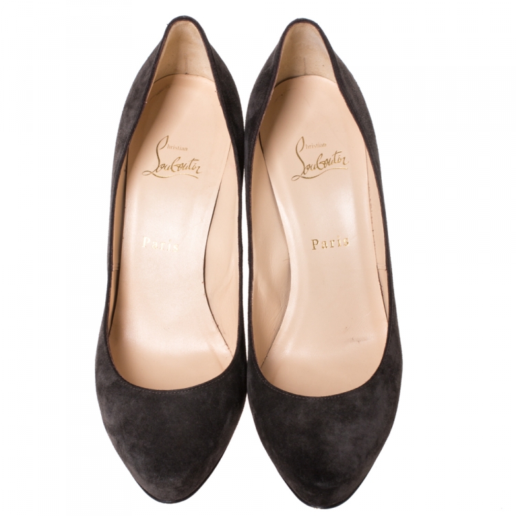 Pre Owned Christian Louboutin Dark Grey Fifi Round Toe Pumps Size 40