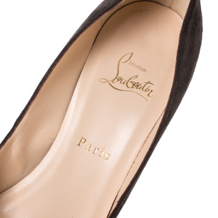 Pre Owned Christian Louboutin Dark Grey Fifi Round Toe Pumps Size 40