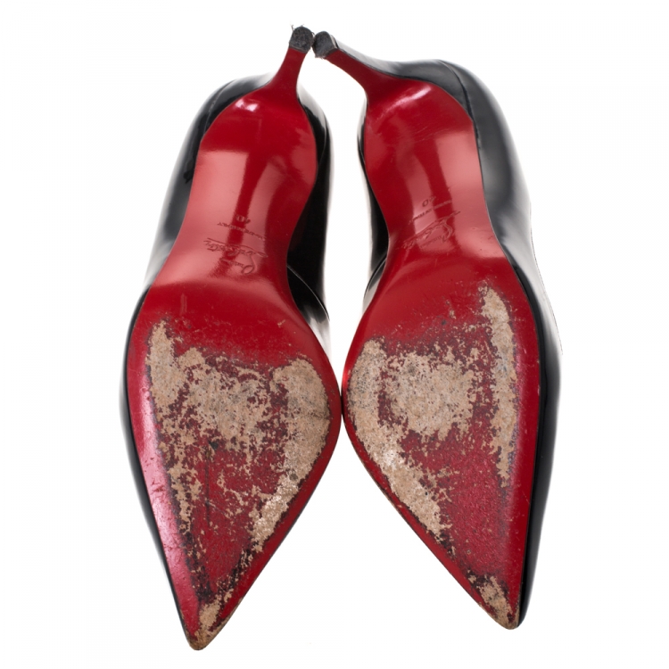 Pre Owned Christian Louboutin Black Patent Leather Pigalle Follies Pumps Size 40