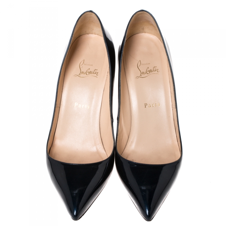 Pre Owned Christian Louboutin Black Patent Leather Pigalle Follies Pumps Size 40