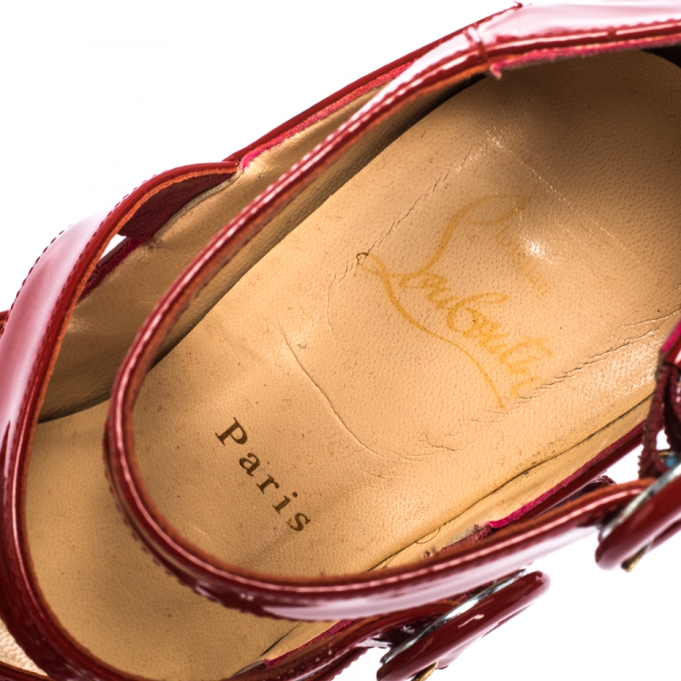 Pre Owned Christian Louboutin Red Patent Leather Mistiroir Pumps Size 37