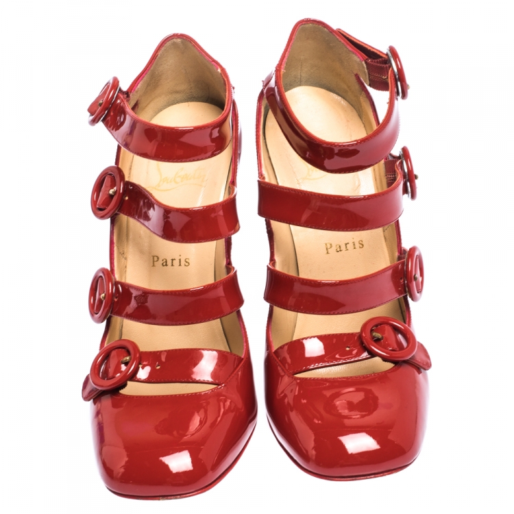 Pre Owned Christian Louboutin Red Patent Leather Mistiroir Pumps Size 37