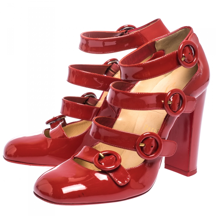 Pre Owned Christian Louboutin Red Patent Leather Mistiroir Pumps Size 37