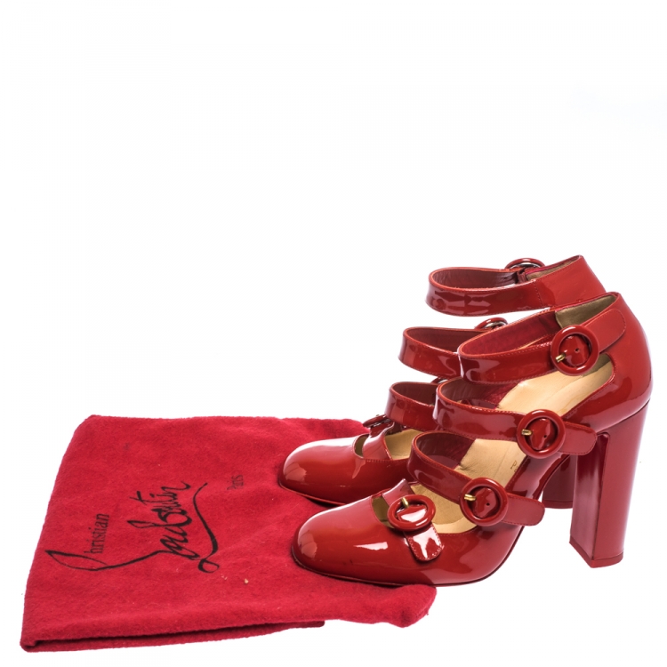 Pre Owned Christian Louboutin Red Patent Leather Mistiroir Pumps Size 37