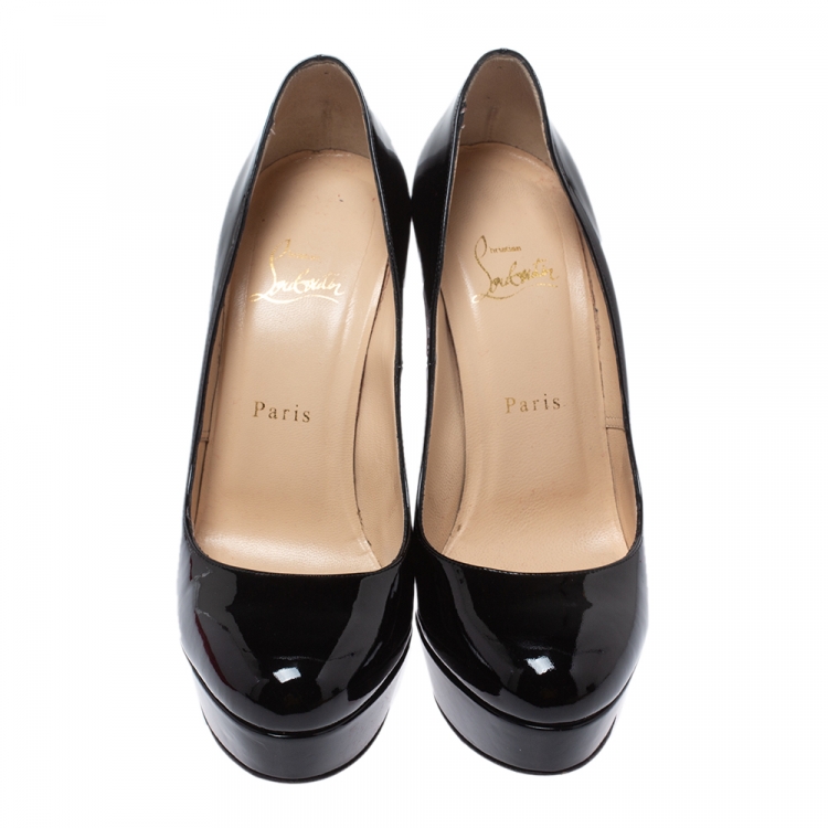 Pre Owned Christian Louboutin Black Patent Leather Bianca Platform Pumps Size 39