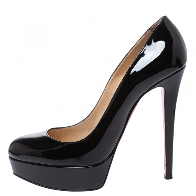 Pre Owned Christian Louboutin Black Patent Leather Bianca Platform Pumps Size 39