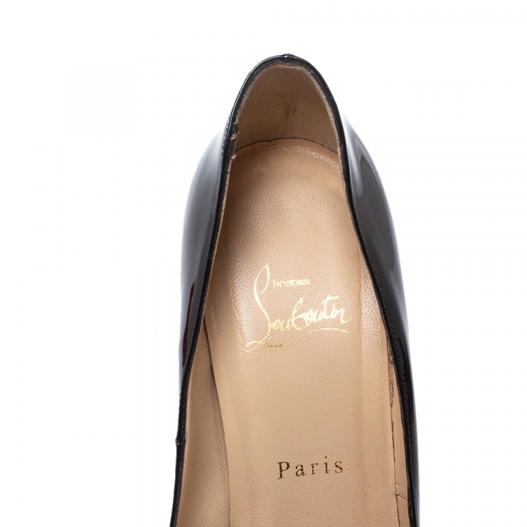 Pre Owned Christian Louboutin Black Patent Leather Bianca Platform Pumps Size 39