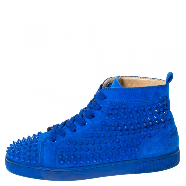 Christian Louboutin Blue Suede Louis Spikes High Top Sneakers Size 43  Christian Louboutin
