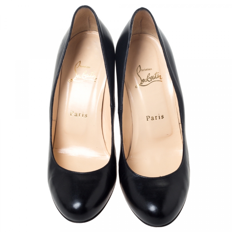 Pre Owned Christian Louboutin Black Leather Fifille Pumps Size 38