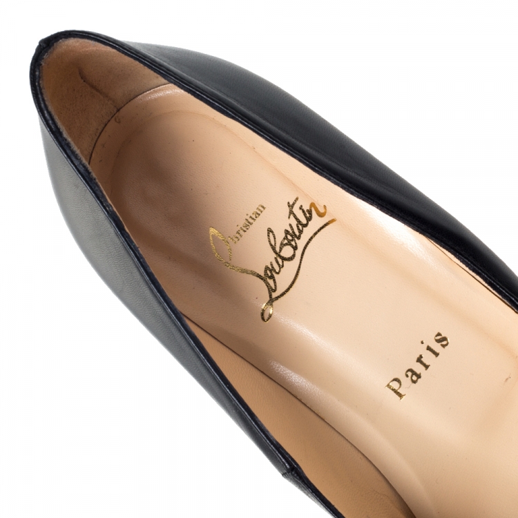 Pre Owned Christian Louboutin Black Leather Fifille Pumps Size 38
