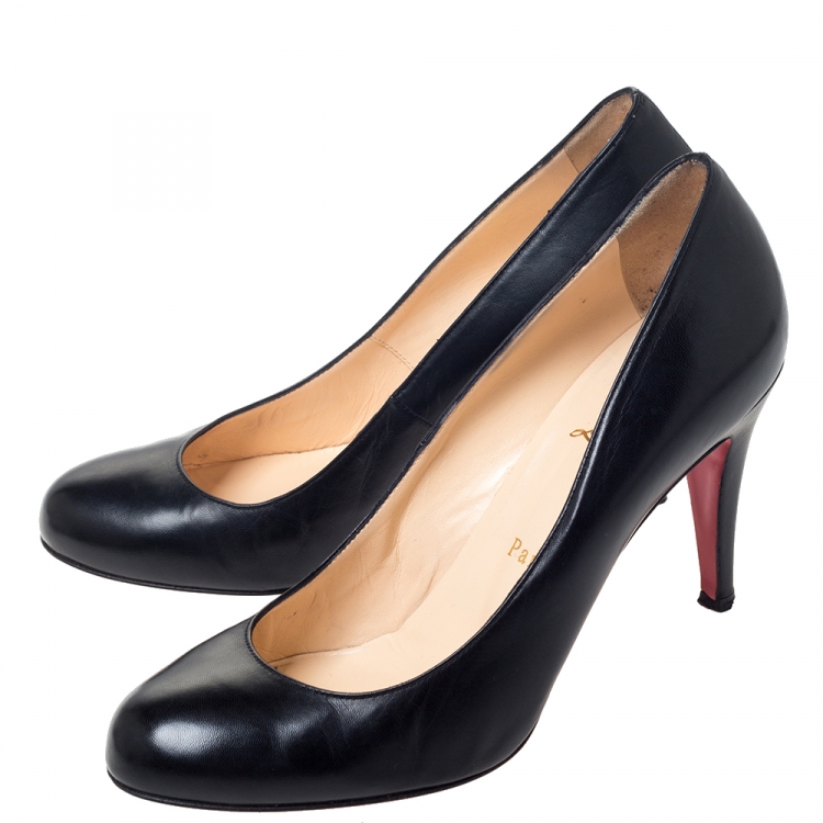 Pre Owned Christian Louboutin Black Leather Fifille Pumps Size 38