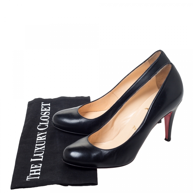 Pre Owned Christian Louboutin Black Leather Fifille Pumps Size 38