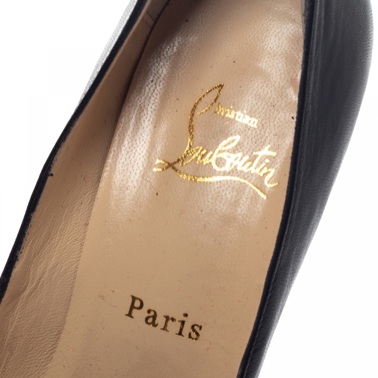 مملوكة مسبقًا Christian Louboutin Black Leather Peep Toe Very Prive Pump Size 39