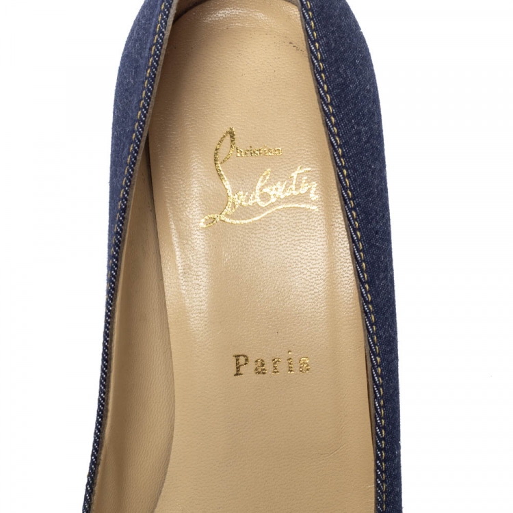 مملوكة مسبقًا Christian Louboutin Blue Denim Simple Pumps Size 40