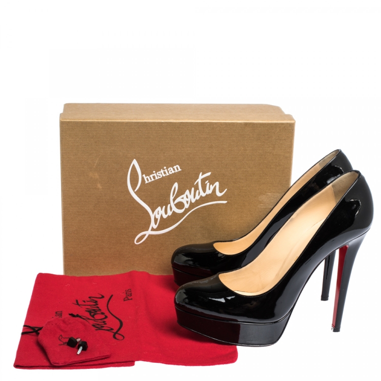 Pre Owned Christian Louboutin Black Leather Bianca Platform Pumps Size 40