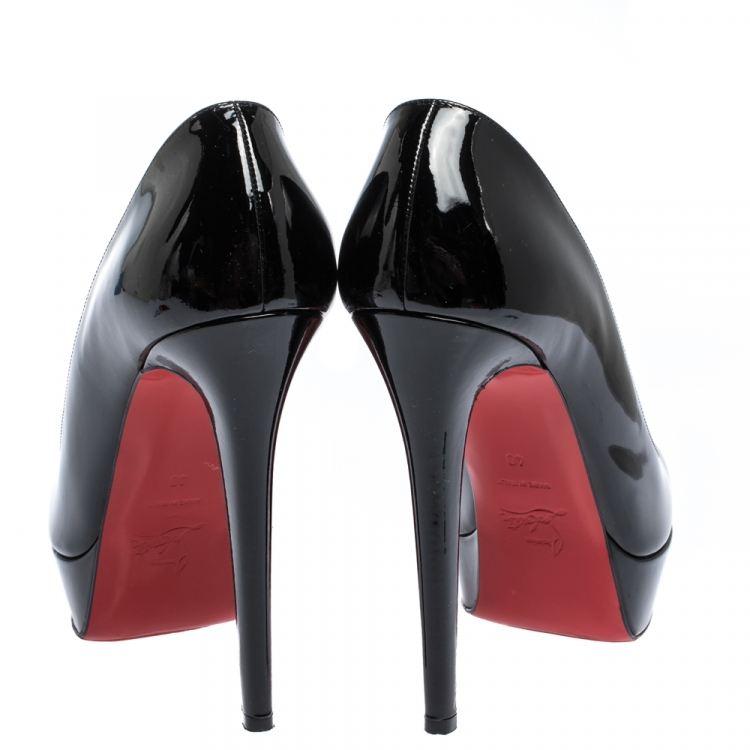 Pre Owned Christian Louboutin Black Leather Bianca Platform Pumps Size 40