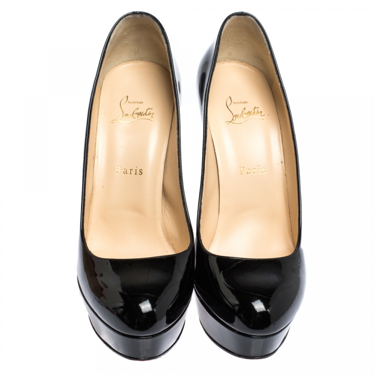 Pre Owned Christian Louboutin Black Leather Bianca Platform Pumps Size 40