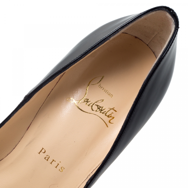 Pre Owned Christian Louboutin Black Patent Leather So Kate Pointed Toe Pumps Size 38.5