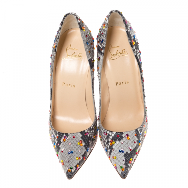 Pre Owned Christian Louboutin Grey Python So Kate Claire De Lune Pumps Size 37