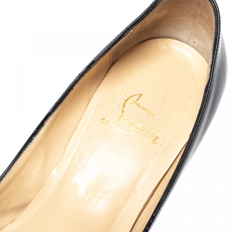 Pre Owned Christian Louboutin Black Patent Altadama Platform Peep Toe Pumps Size 40.5