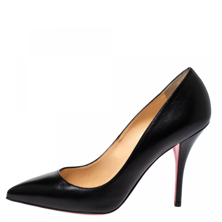 Pre Owned Christian Louboutin Black Leather Pigalle Pointed Toe Pumps Size 39