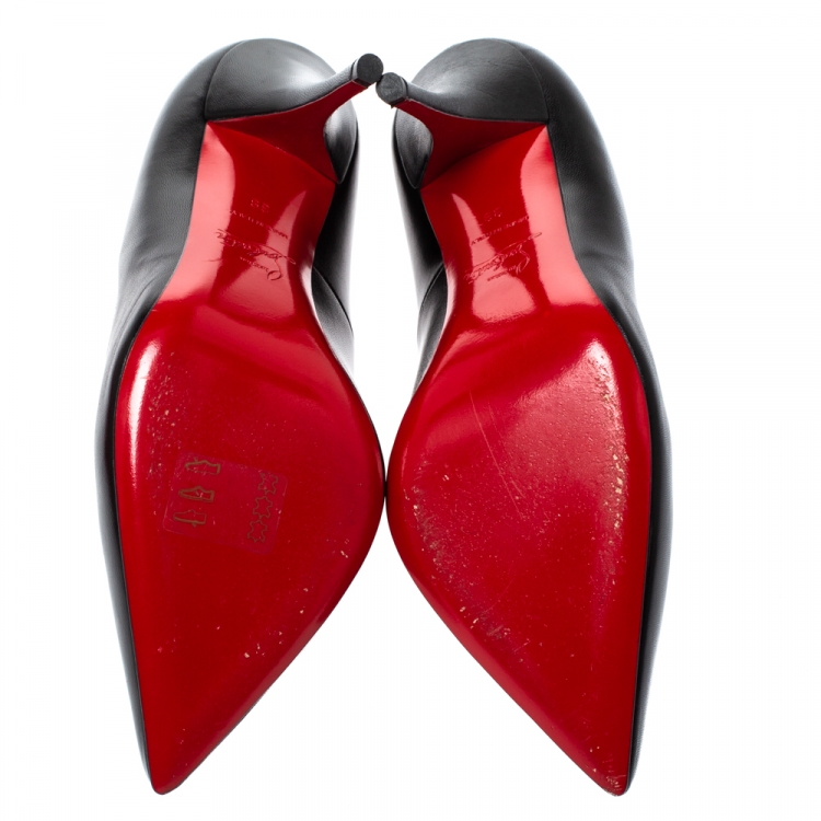 Pre Owned Christian Louboutin Black Leather Pigalle Pointed Toe Pumps Size 39