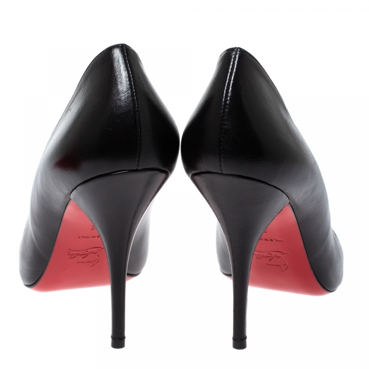 Pre Owned Christian Louboutin Black Leather Pigalle Pointed Toe Pumps Size 39