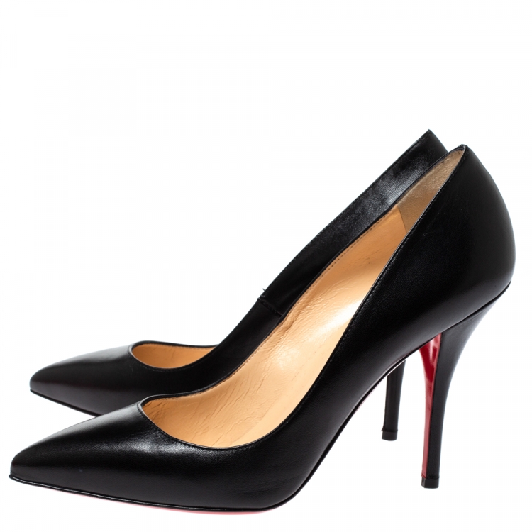 Pre Owned Christian Louboutin Black Leather Pigalle Pointed Toe Pumps Size 39