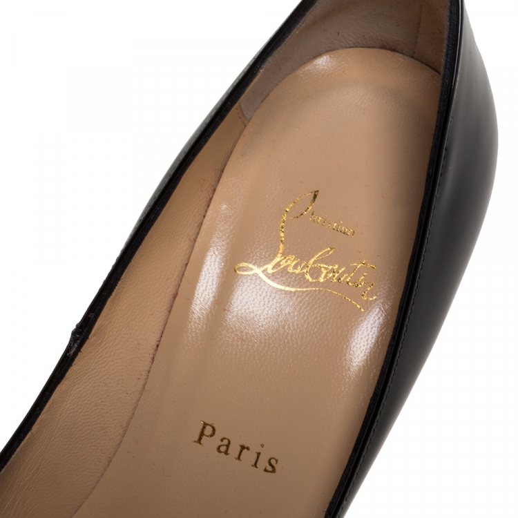 Pre Owned Christian Louboutin Black Patent Leather Very Prive Platform Pumps Size 39