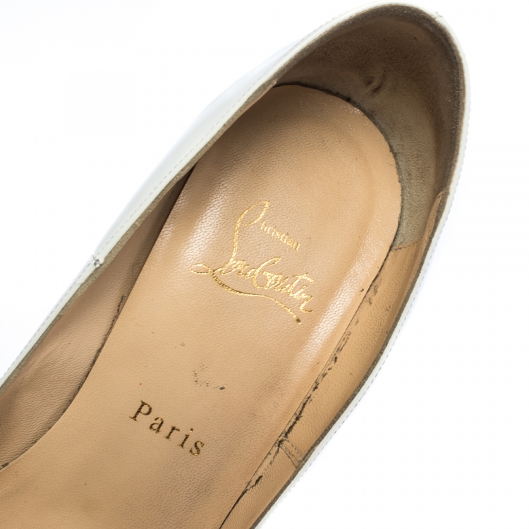 Pre Owned Christian Louboutin White Patent Leather So Kate Pointed Toe Pumps Size 38