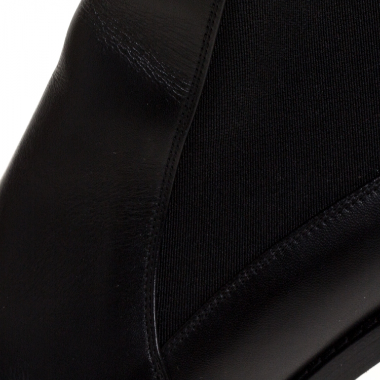 Pre Owned Christian Louboutin Black Leather Marchacroche 70 Ankle Boots Size 40.5