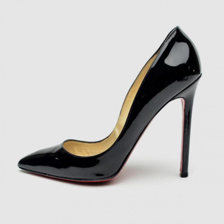 Christian Louboutin Black Patent Leather Pigalle 120mm Pumps Heels 37