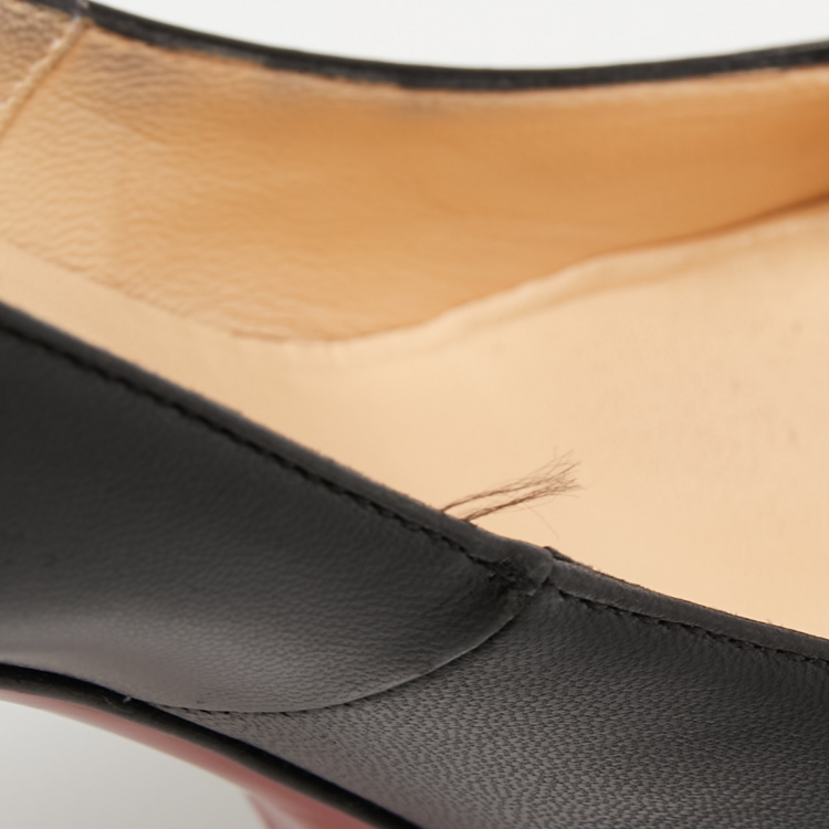 Pre Owned Christian Louboutin Black Leather Altadama Peep Toe Pumps Size 38.5