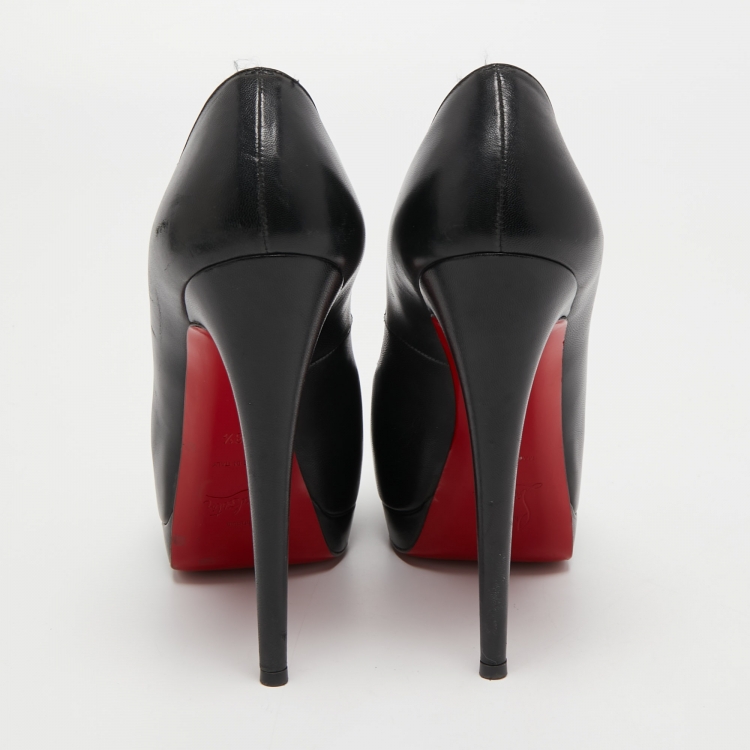Pre Owned Christian Louboutin Black Leather Altadama Peep Toe Pumps Size 38.5