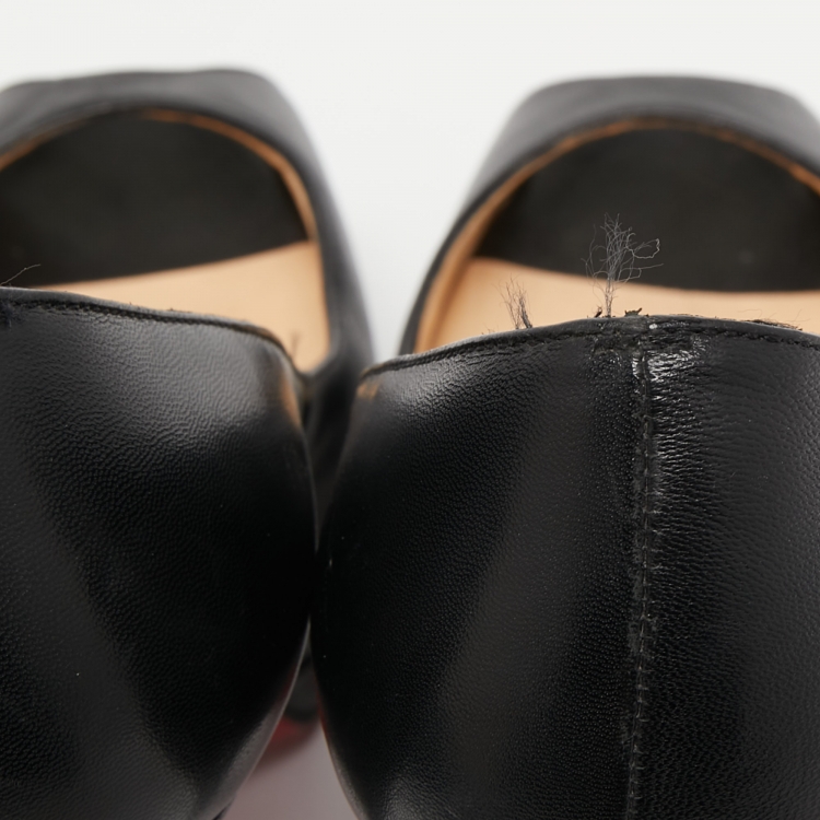 Pre Owned Christian Louboutin Black Leather Altadama Peep Toe Pumps Size 38.5